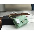 Borsa classica con patta A1112 Hardware argento verde chiaro