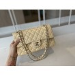 Borsa classica con patta A1112 Hardware in oro albicocca