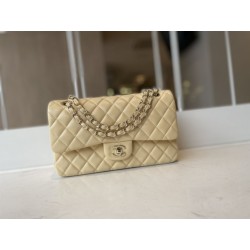 Borsa classica con patta A1112 Hardware in oro albicocca