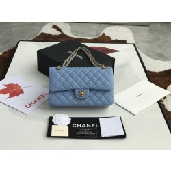 Borsa classica con patta A1112 Hardware oro blu cielo
