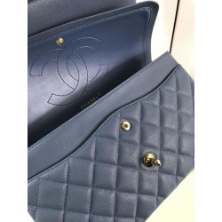 Bora Pari all'originale replica Classica Grande Pelle Di Vitello Grana Metallo dorato A56800 Blu