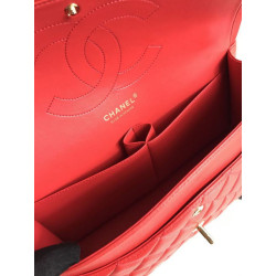 Borsa Classica Grande Pelle Di Vitello Grana Metallo dorato A56800 Rosso