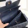 Borsa Classica In Pelle Di Vitello Grana A1112 Blu Scuro