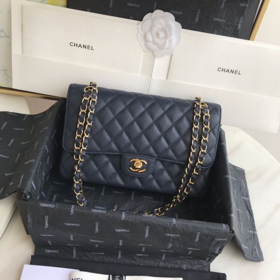 Borsa Classica In Pelle Di Vitello Grana A1112 Blu Scuro