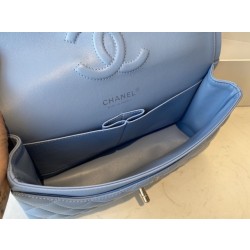 Borse Firmate Replica con patta classica A1112 Hardware in argento blu