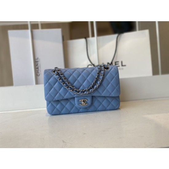 Borse Firmate Replica con patta classica A1112 Hardware in argento blu