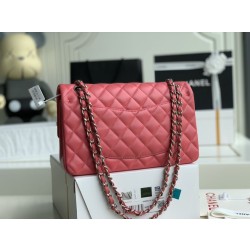 Dettagli perfetti Borsa classica con patta A1112 Hardware argento rosso chiaro