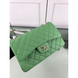 Dettagli perfetti Borsa Classica Grande Pelle Di Vitello Grana Metallo dorato A56800 Verde