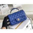 Dettagli perfetti Mini Borsa con Patta in Pelle di Vitello Granata con Manico Superiore AS2431 Blu