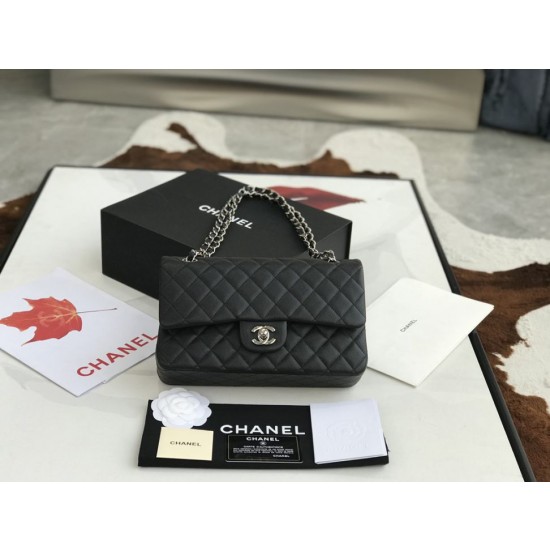 Imitazione Borsa con patta classica A1112 Hardware nero argento