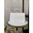 Mini Borsa con Patta in Pelle di Vitello Granata con Manico Superiore AS2431 Bianco