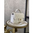 Mini Borsa con Patta in Pelle di Vitello Granata con Manico Superiore AS2431 Bianco