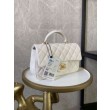 Mini Borsa con Patta in Pelle di Vitello Granata con Manico Superiore AS2431 Bianco