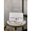 Mini Borsa con Patta in Pelle di Vitello Granata con Manico Superiore AS2431 Bianco