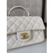Mini Borsa con Patta in Pelle di Vitello Granata con Manico Superiore AS2431 Bianco