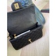 Mini Borsa con Patta in Pelle di Vitello Granata con Manico Superiore AS2431 Nero
