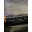 Mini Borsa con Patta in Pelle di Vitello Granata con Manico Superiore AS2431 Nero