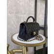 Mini Borsa con Patta in Pelle di Vitello Granata con Manico Superiore AS2431 Nero