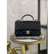 Mini Borsa con Patta in Pelle di Vitello Granata con Manico Superiore AS2431 Nero