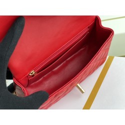 Mini Borsa con Patta in Pelle di Vitello Granata con Manico Superiore AS2431 Rosso