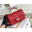 Mini Borsa con Patta in Pelle di Vitello Granata con Manico Superiore AS2431 Rosso