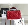 Mini Borsa con Patta in Pelle di Vitello Granata con Manico Superiore AS2431 Rosso