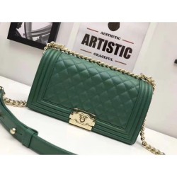 Replica Alta Qualità Le Boy Medium Borsa in pelle vellutata Classic Flap verde