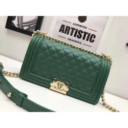 Le Boy Medium Borsa in pelle vellutata Classic Flap verde