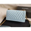 Boy Classic Flap Borse A67086 Pelle di agnello azzurra