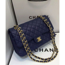 Classic Flap Borse Jumbo A01112 blu scuro