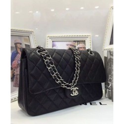 Qualità Specchio Classic Flap Borse Jumbo Originale pelle Caviar A01112 Nero imitazioni perfette