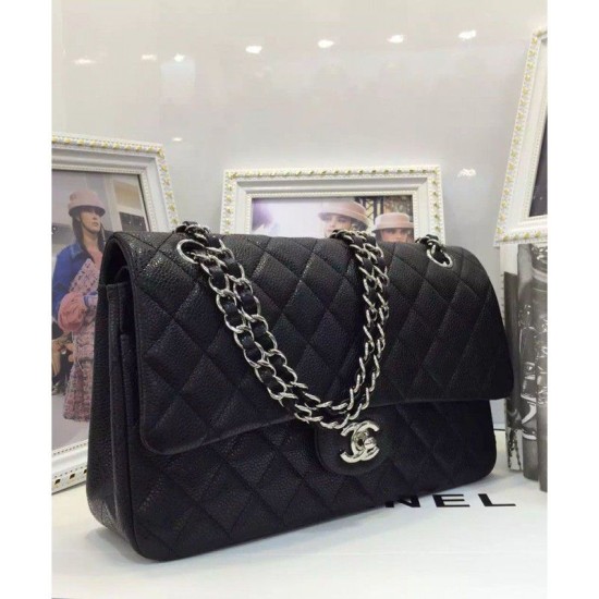 Classic Flap Borse Jumbo Originale pelle Caviar A01112 Nero