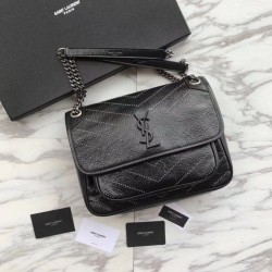 Replica Alta Qualità Borsa a catena media YSL Saint Laurent nera
