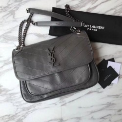 Replica Alta Qualità Bora Pari all'originale replica a tracolla media YSL Saint Laurent grigia