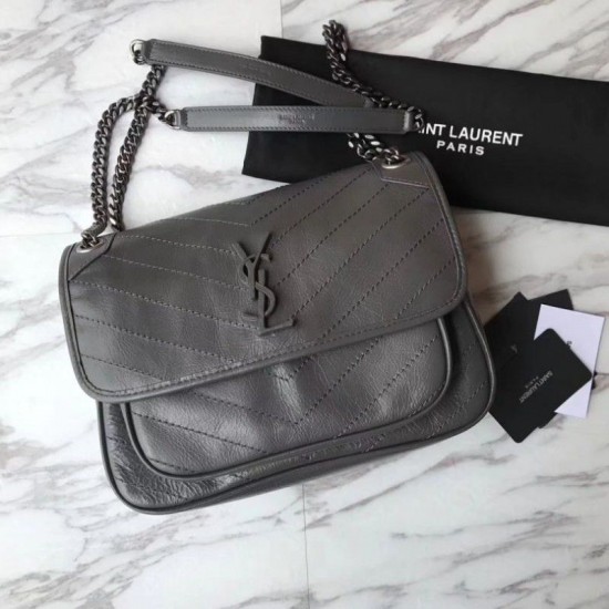 Bora Pari all'originale replica a tracolla media YSL Saint Laurent grigia