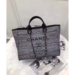 Riproduzione Fedele Dettagli perfetti Canvas Large Deauville Tote A66942 Grigio imitazioni Replica Alta Qualità Dettagli perfetti Canvas Large Deauville Tote A66942 Grigio