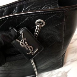 Riproduzione Fedele Shopping Borse YSL Saint Lauren Nera imitazioni Replica Alta Qualità Shopping Borse YSL Saint Lauren Nera