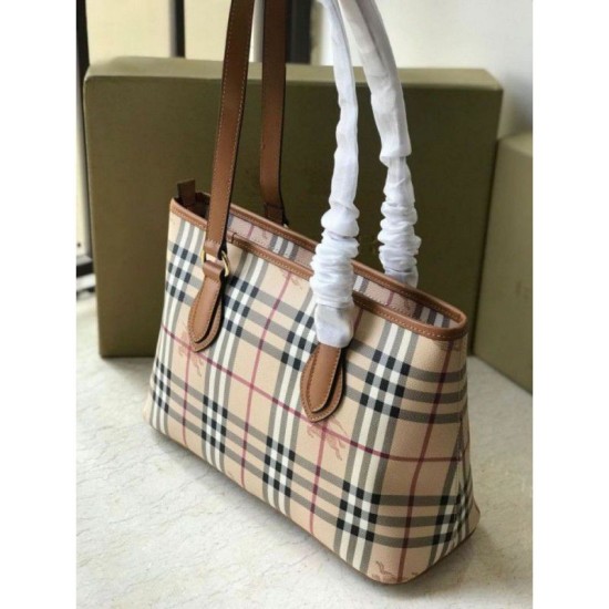 Cloni Firmate Burberry Borsa Replica 1:1 per manico in PVC Marrone imitazioni