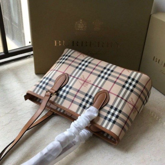 Cloni Firmate Burberry Borsa Replica 1:1 per manico in PVC Marrone imitazioni