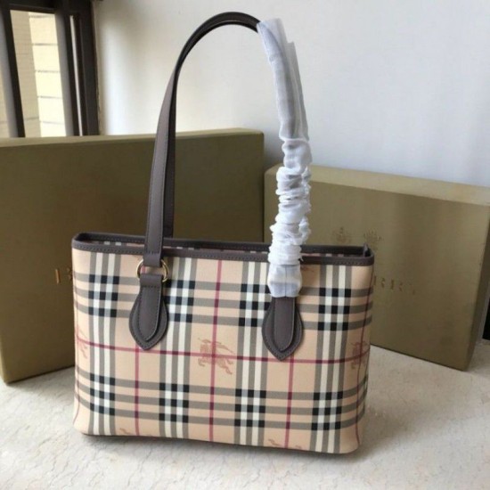 Cloni Firmate Burberry Borsa con manico in PVC Caffè imitazioni