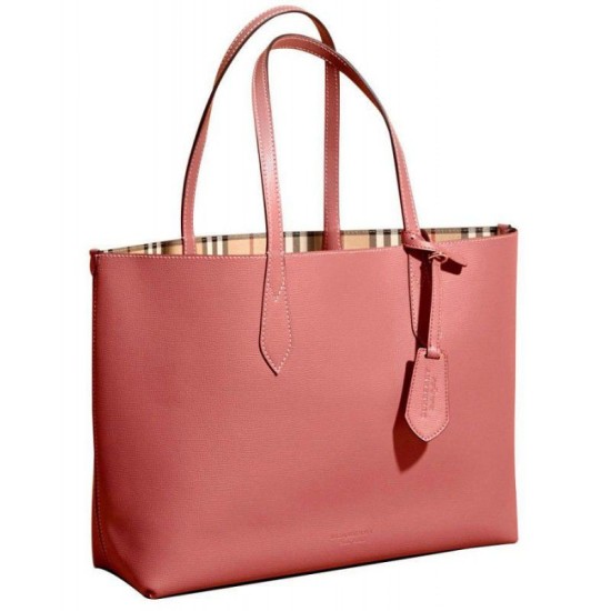 Riproduzione Fedele Medium Reversible Tote Haymarket Check 40496351 Rosa imitazioni Replica Alta Qualità Medium Reversible Tote Haymarket Check 40496351 Rosa