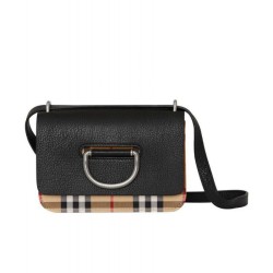 Replica Alta Qualità Mini Vintage Check e Leather D-ring Borse Black