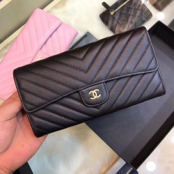 Replica Alta Qualità Qualità superiore replica Portafoglio lungo Chevron A31506 Nero