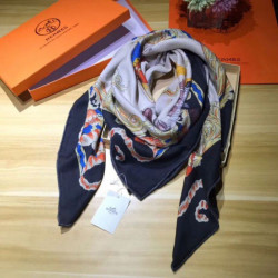 Sciarpe di seta di cachemire Hermes 140 nero