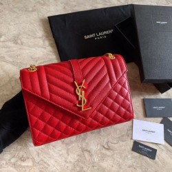 Cloni Firmate Qualità superiore replica a bustina media YSL Saint Laurent Mix Matelasse rossa imitazioni
