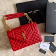 Qualità superiore replica a bustina media YSL Saint Laurent Mix Matelasse rossa