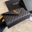 Borsa per busta media YSL Saint Laurent Mix Matelasse nera in oro