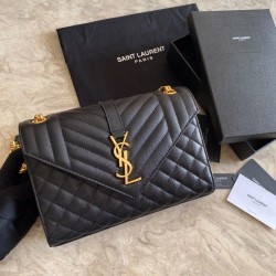 Cloni Firmate Borsa per busta media YSL Saint Laurent Mix Matelasse nera in oro imitazioni