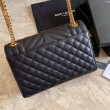 Borsa per busta media YSL Saint Laurent Mix Matelasse nera in oro