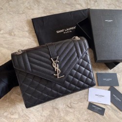 Cloni Firmate Borsa Replica 1:1 per buste medie YSL Saint Laurent Mix Matelasse nero argento hardware imitazioni